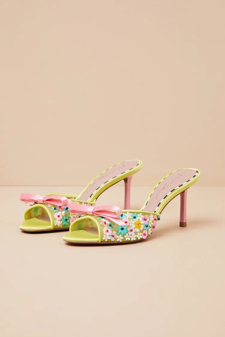 Naddia Lime Multi Sequin High Heel Slide Sandals | Lulus