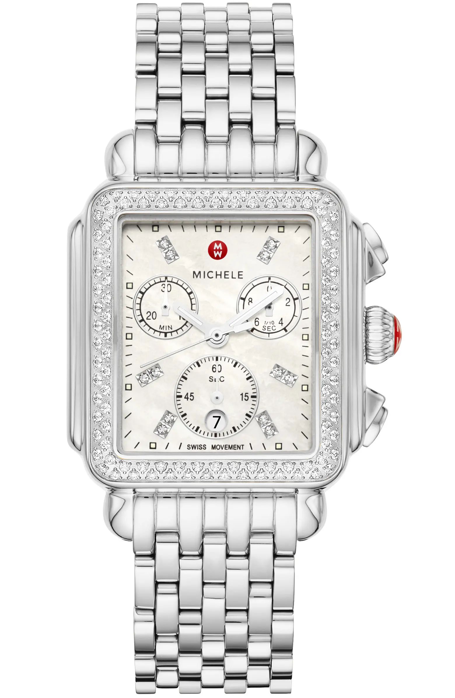 Deco Diamond Chronograph Watch Head & Bracelet, 33mm | Nordstrom