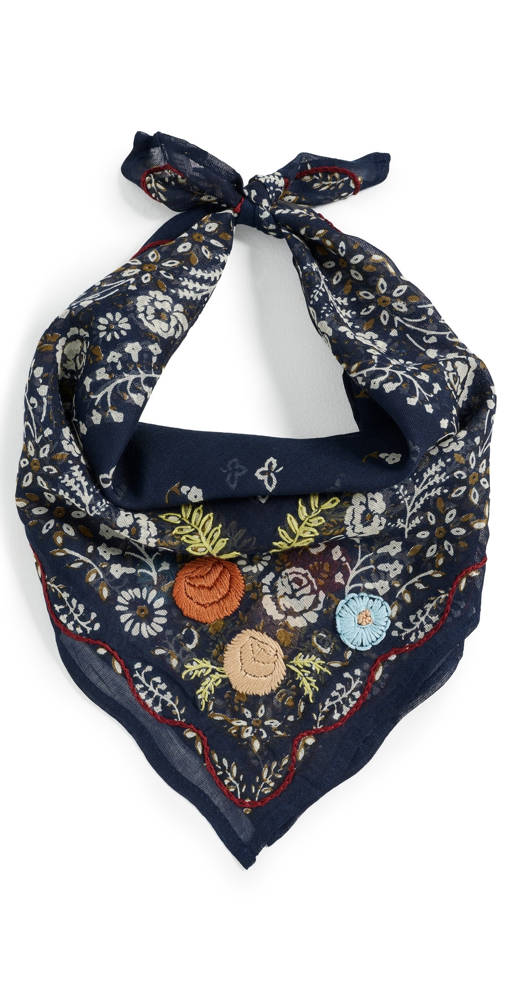 Chan Luu Embroidered Floral Bandana Mood Indigo One Size | Shopbop