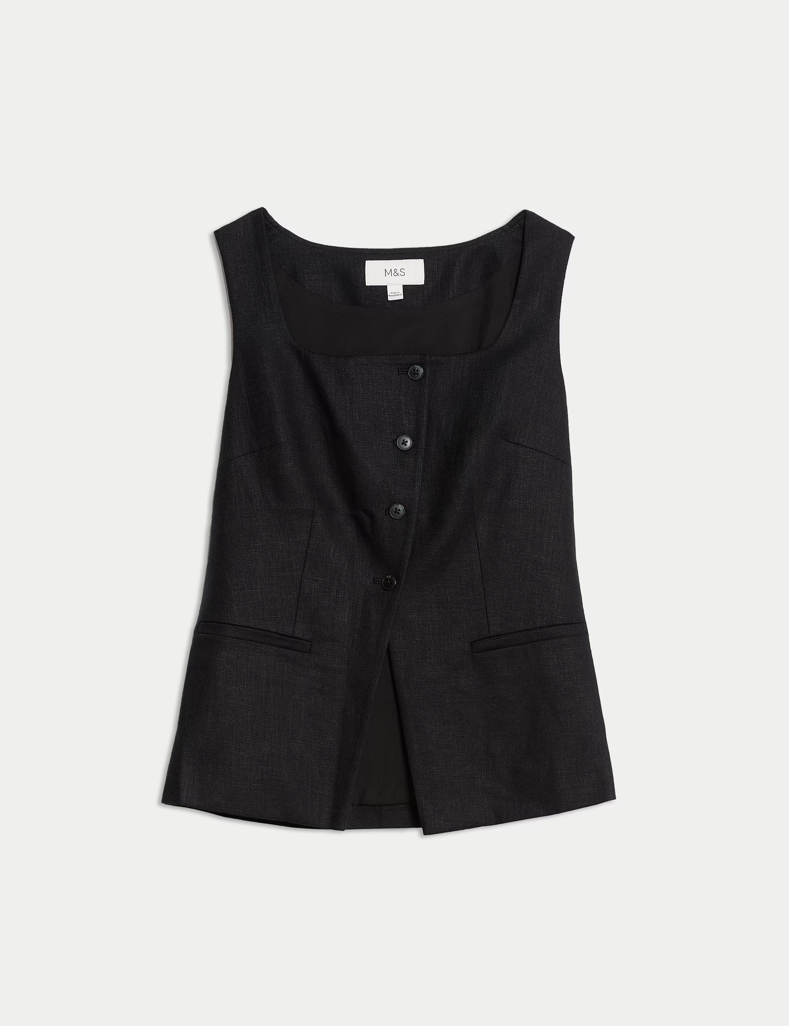 Linen Rich Tailored Twill Square Neck Waistcoat | Marks & Spencer (UK)