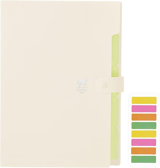 CLOUDIA Letter A4 Expanding File Folder, Cute Folder for Important Documents 5 Pocket Folder Orga... | Amazon (US)