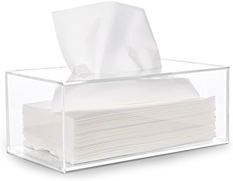 HBlife Facial Tissue Dispenser Box Cover Holder Clear Acrylic Rectangle Napkin Organizer for Bath... | Amazon (US)