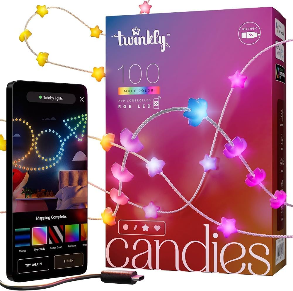 Twinkly Candies – App-Controlled Star-Shaped LED Light String with 100 RGB (16 Million Colors) ... | Amazon (US)