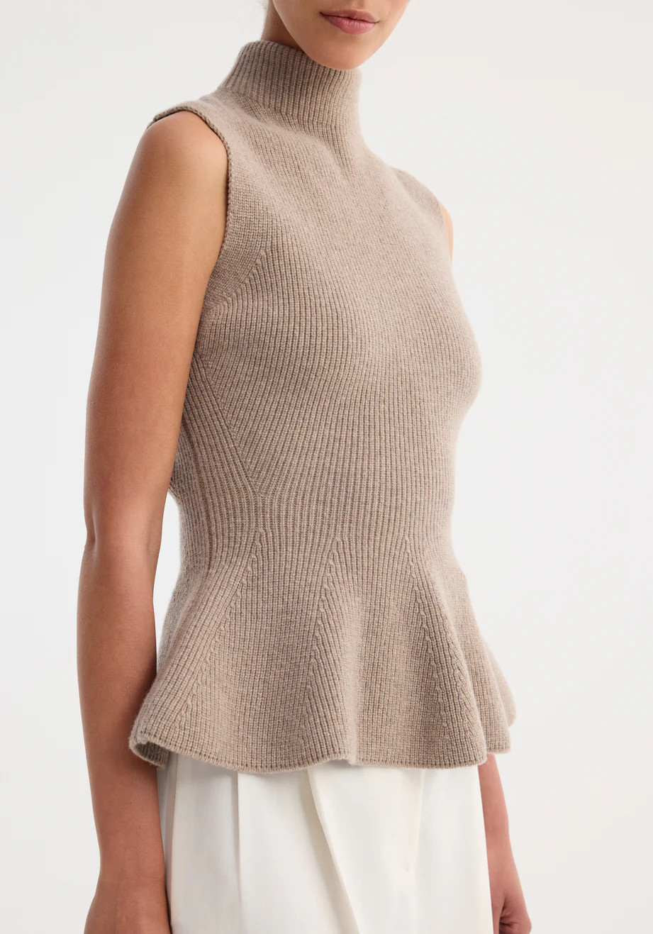 sculptural sleeveless knitted top | taupe melange | Rohe