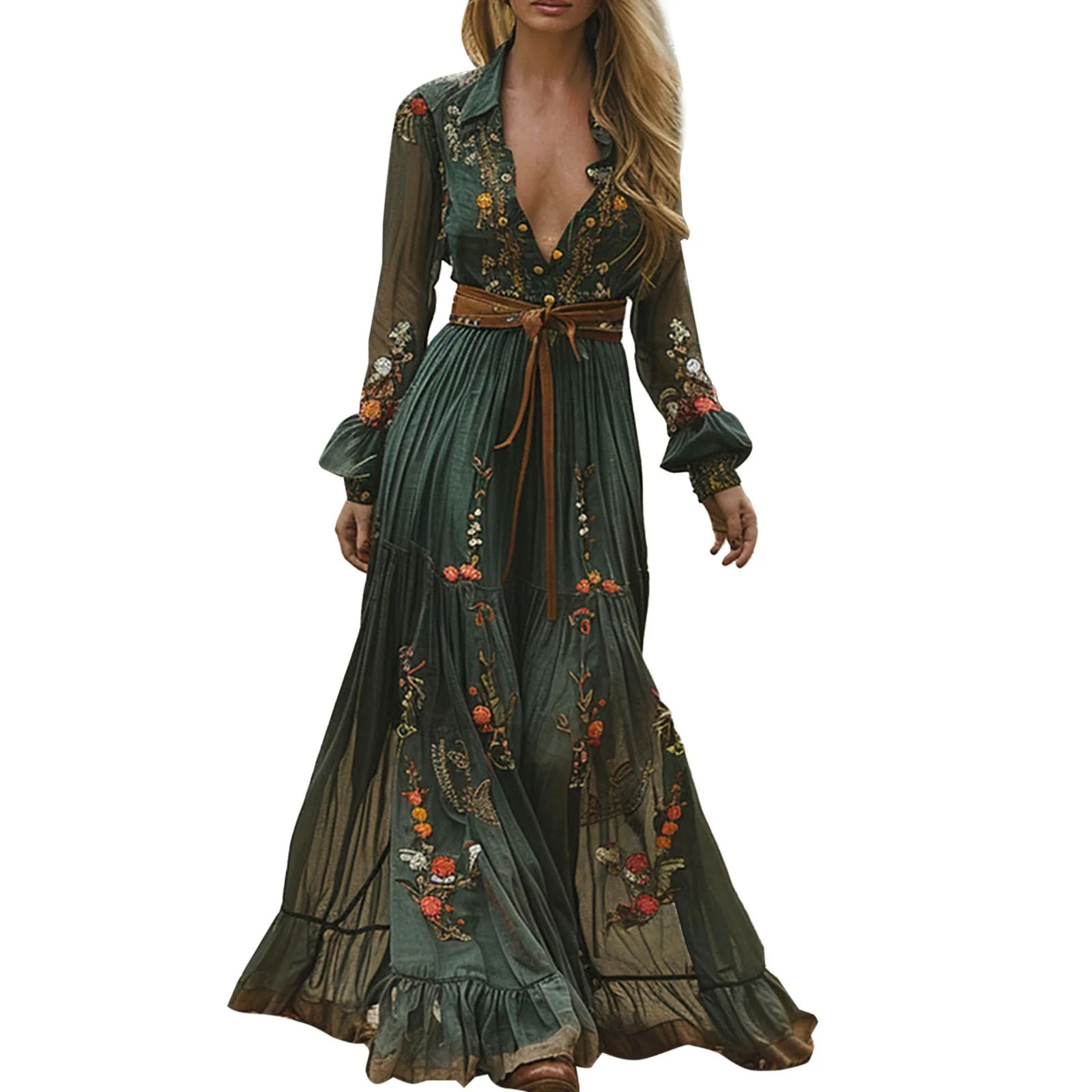 NMMUED Maxi Dresses for Women 2025, Long Sleeve Dress for Women, Floral Dress for Women, Flowy Dr... | Walmart (US)