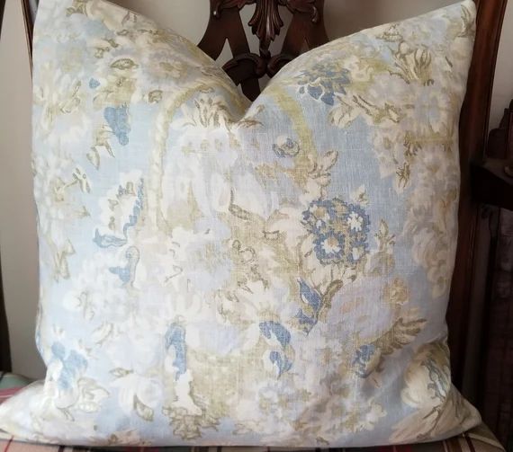 Ralph Lauren Gardiner's Bay Flora Seaglass Linen Custom Pillow Cover All Sizes | Etsy (US)