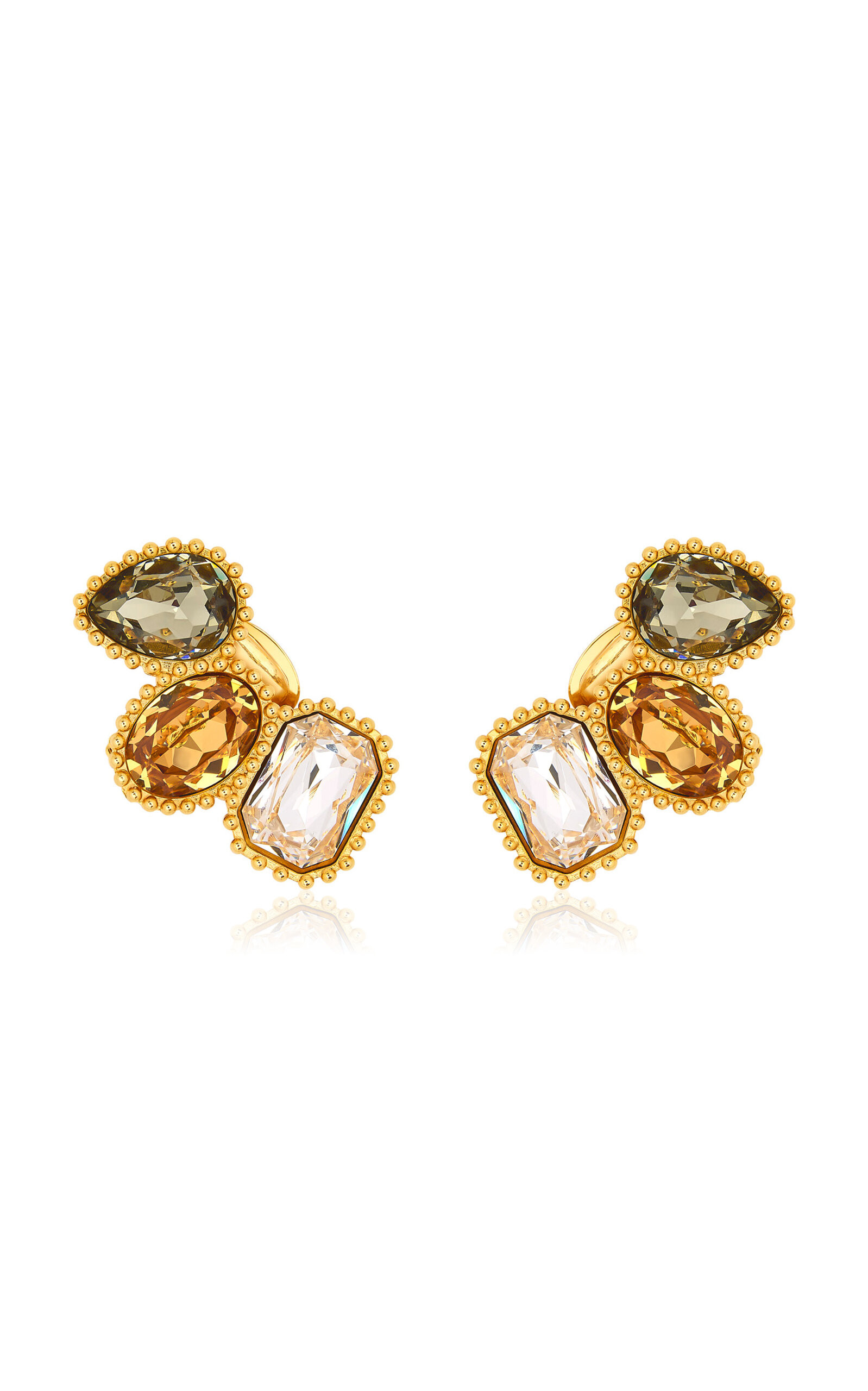 Oscar de la Renta - Crystal Clip-On Earrings - Multi - OS - Moda Operandi - Gifts For Her | Moda Operandi (Global)