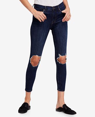 Free People Ripped-Knee Jeans, Short, Regular and Long Inseams | Macys (US)