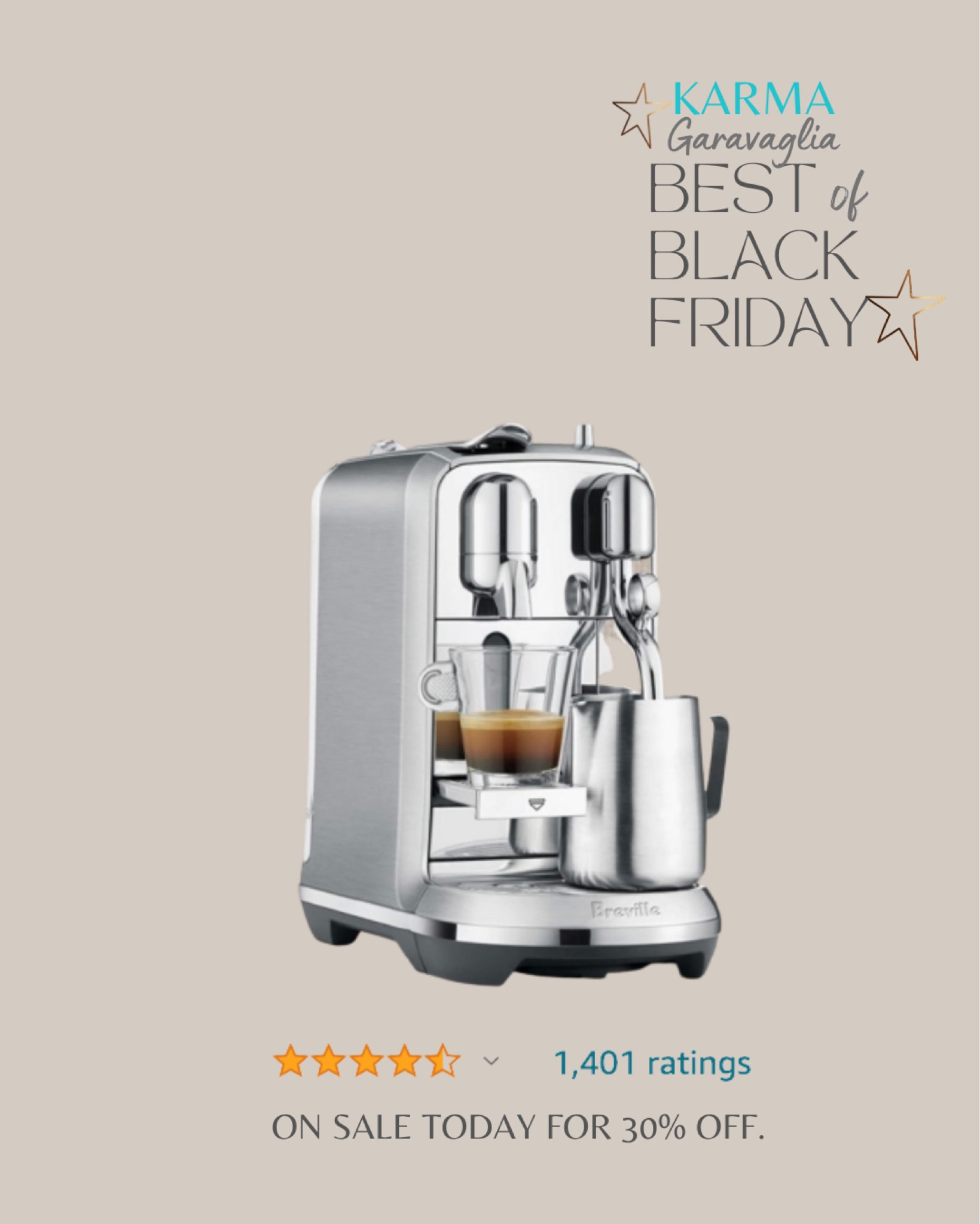 Breville Nespresso espresso machine, Black Friday Sale, Cyber Monday Sale, Amazon Sale, Best of Black Friday Deals, would make a great gift for the coffee lover, gifts for her, gifts for him, gift idea, #giftguide #christmas #nespresso #giftsforhome #amazonblackfridaydeals

Follow me @karmagaravaglia for more fashion finds, beauty faves, lifestyle, home decor, sales and more! So glad you’re here!! XO!!

#LTKGiftGuide #LTKCyberweek #LTKHoliday