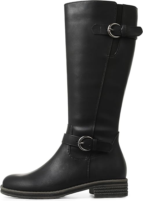 Eteridrey brown knee high boots for women Wide Calf Riding Tall Boot Low Heel Leather Boot for Fa... | Amazon (US)