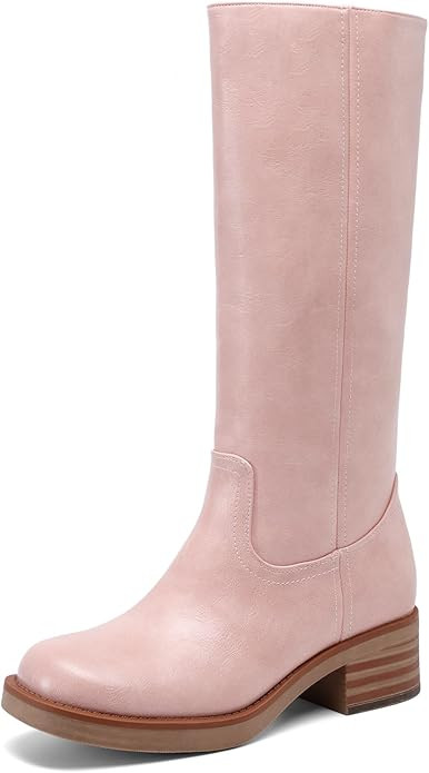 DREAM PAIRS Women's Square Toe Platform Chunky Block Heel Knee High Riding Boots | Amazon (US)
