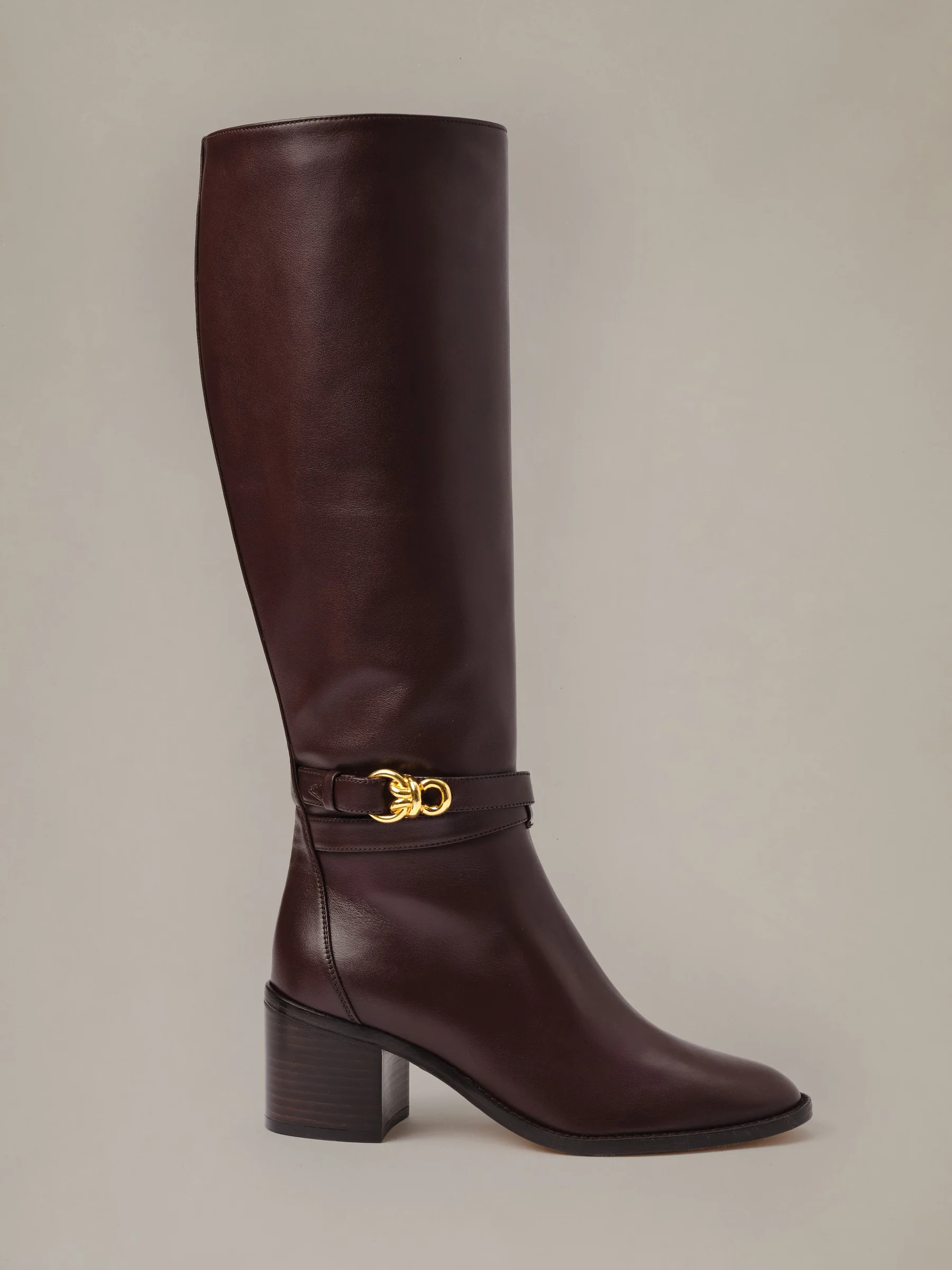 Dk_Brown Solid Addison Leather Boots | Women's Shoes | J.McLaughlin | J.McLaughlin