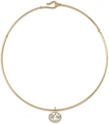 18k Gold Oval Bezel Collar Charm Necklace and Charms | Choker Pendant Necklace & Add On Charms | Amazon (US)