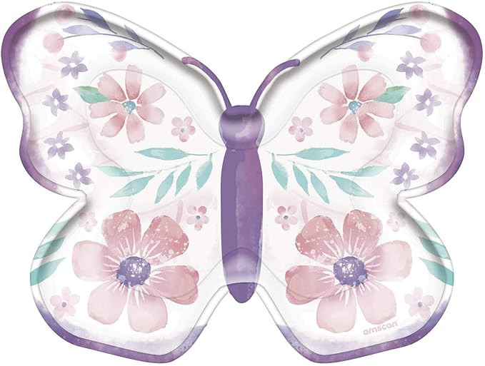 Amscan Butterfly Shaped Paper Plates- 7 Inches | Multicolor | Pack of 8 | Amazon (US)