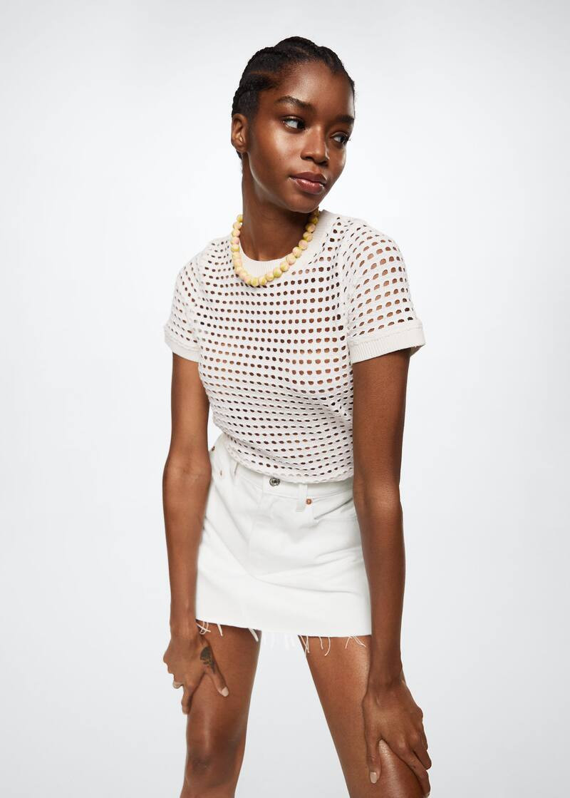 Denim miniskirt with frayed hem -  Women | Mango USA | MANGO (US)