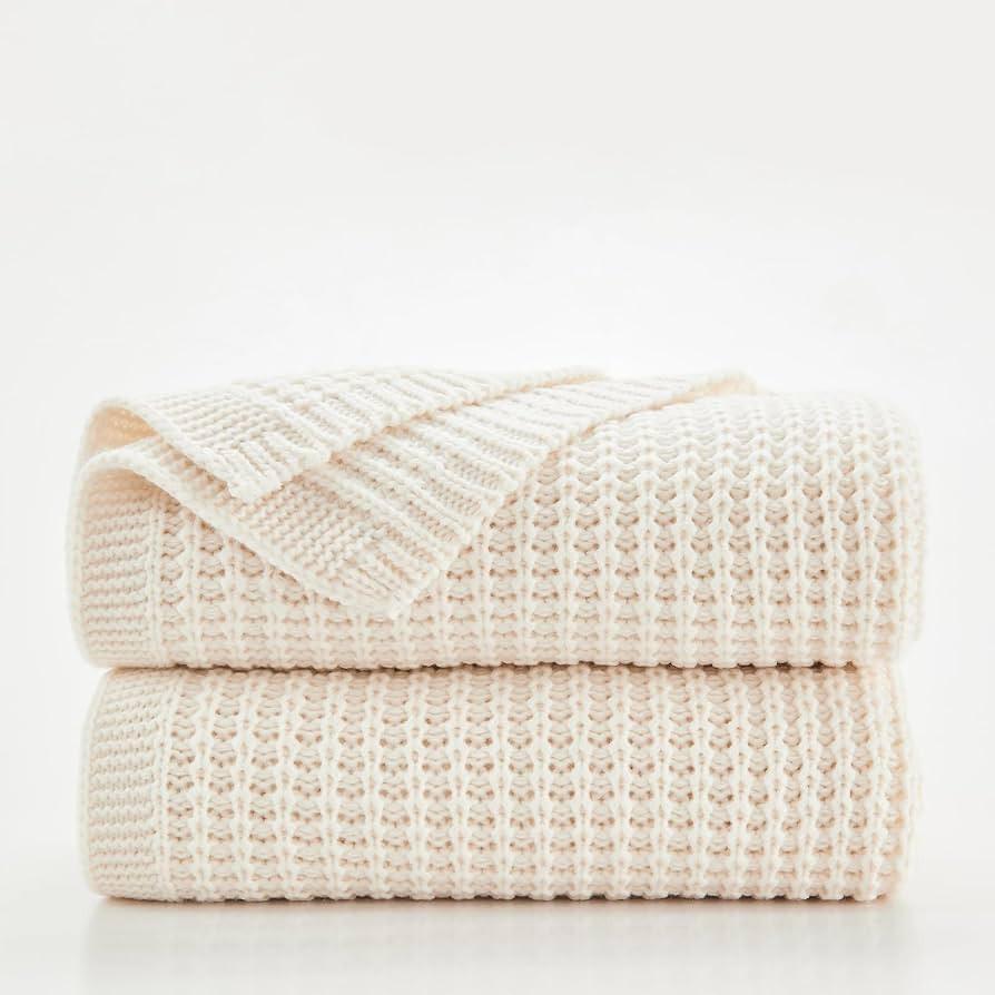 Douceur Cream Throw Blanket for Couch, Soft Chunky Cable Knit Throw Blanket, Classic Fisherman's ... | Amazon (US)