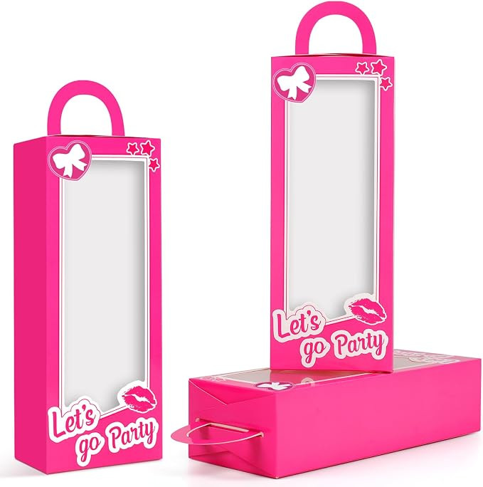 CrazyJan 20PCS Pink Girls Party Favor Boxes with Clear Windows and Handles, Perfect for Bachelore... | Amazon (US)