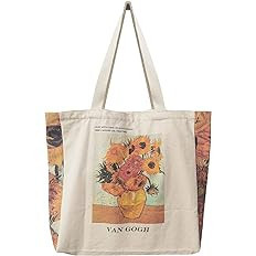 BROADREAM Canvas Tote Bag Aesthetic Shoulder Bag with Zippers and Interior Pocket | Amazon (US)