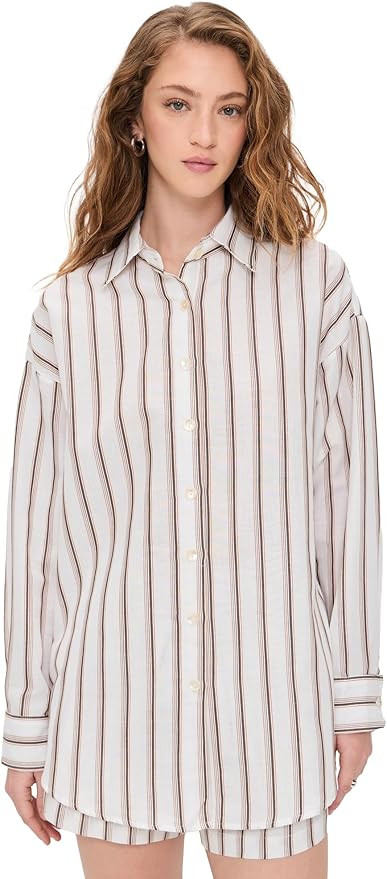 Women's Swimwear Swimwear Playa Linen Boyfriend Shirt Swimsuit Cover Up | Amazon (US)