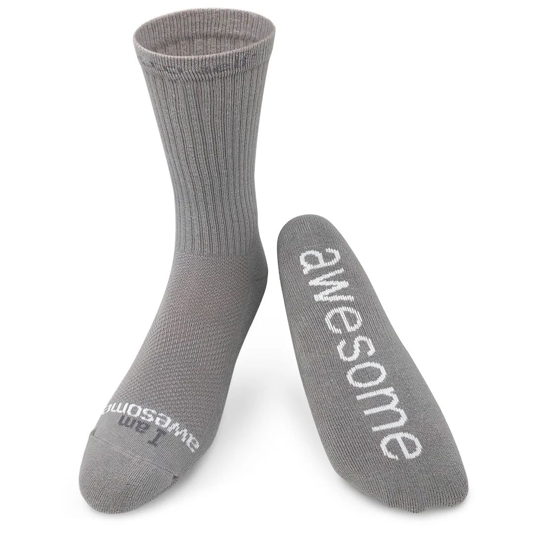 I am awesome® grey crew socks | notes to self