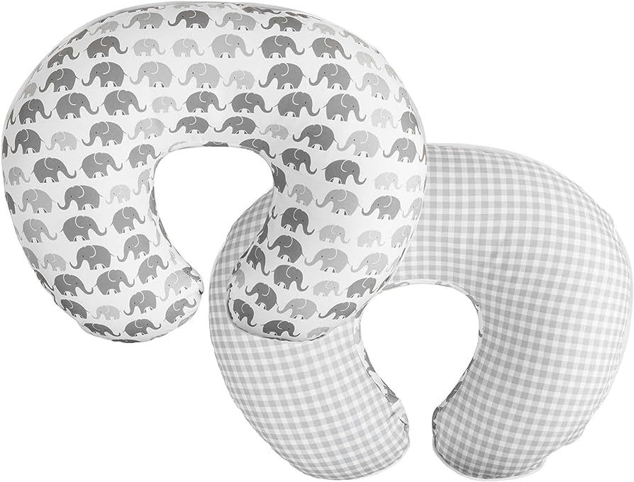 Boppy Premium Original Support Cover, FKA Nursing Pillow Cover, Gray Elephants Plaid, Quick-dry, ... | Amazon (US)
