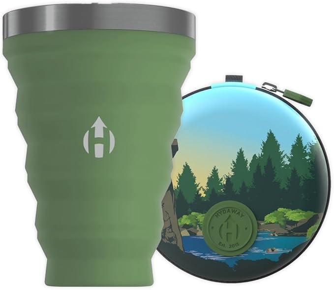 HYDAWAY Pocket Pint | 16 oz Silicone & Stainless Steel Collapsible Pint Glass & Protective Travel... | Amazon (US)