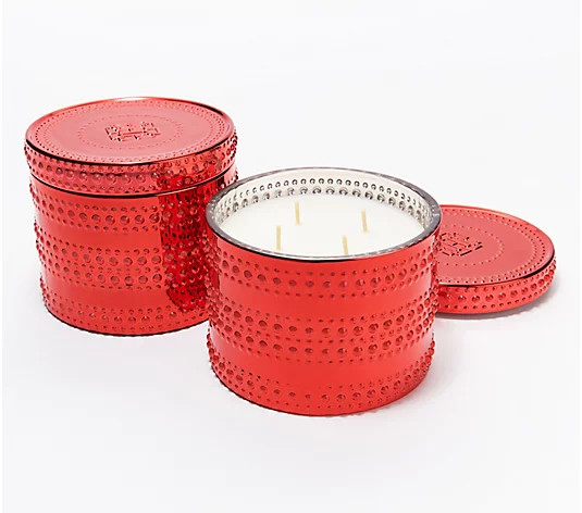 HomeWorx by Slatkin & Co. S/2 Christmas Cupcake Metallic Candle | QVC