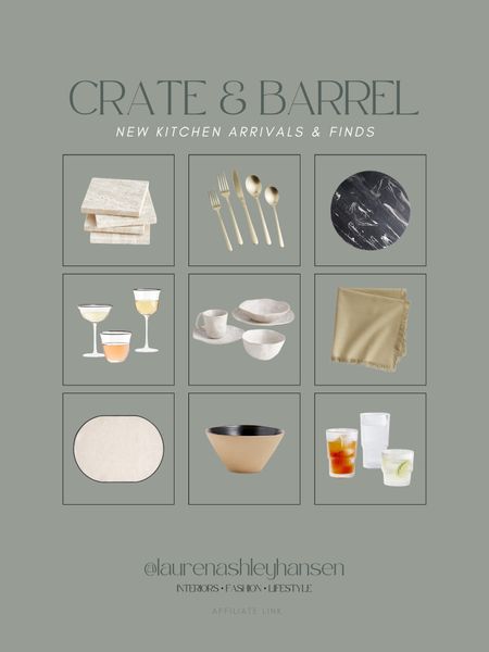 Crate & Barrel new kitchen arrivals! I’m loving all of the organic texture and details on these pieces. The dinnerware set is gorgeous, and a black marble tray adds color and texture to any white kitchen (if you have one like us)! 

#LTKhome #LTKfindsunder100 #LTKstyletip