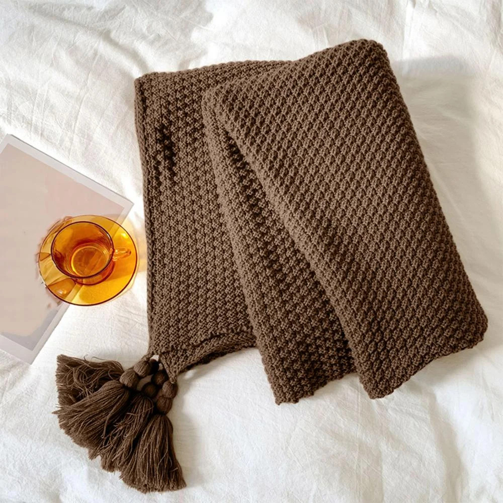 Outoloxit Knitted Throw Blanket 50x70 Inch Coffee Brown Soft Acryric Sofa Blanket for Office Nap,... | Walmart (US)