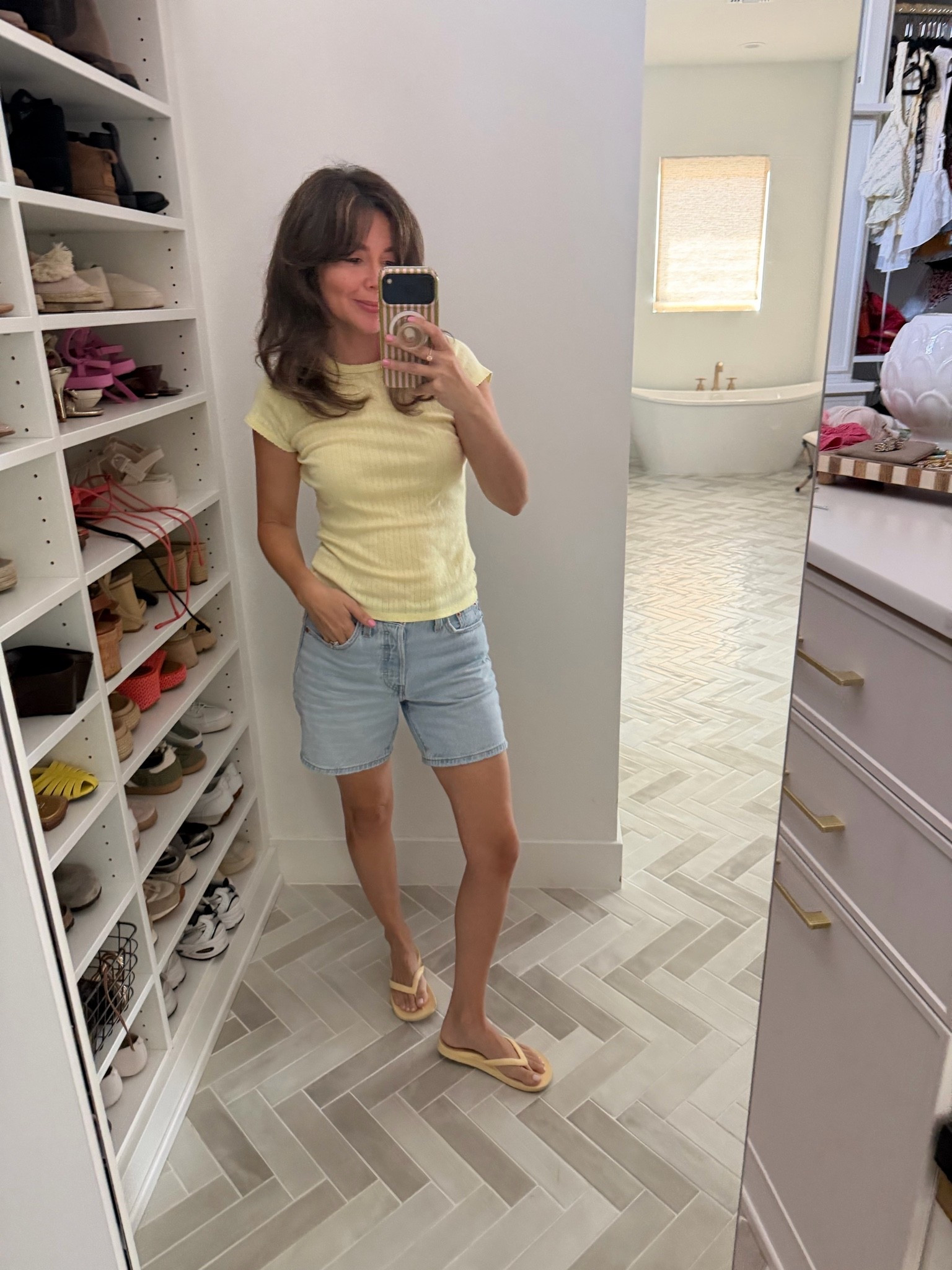 Pointelle top small
Thigh shorts 25 
Arch sandals 5

#LTKootd