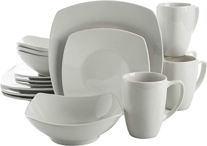 Gibson Home Zen Buffet Dinnerware Set, Service for 4 (16pcs), White (Square) | Amazon (US)