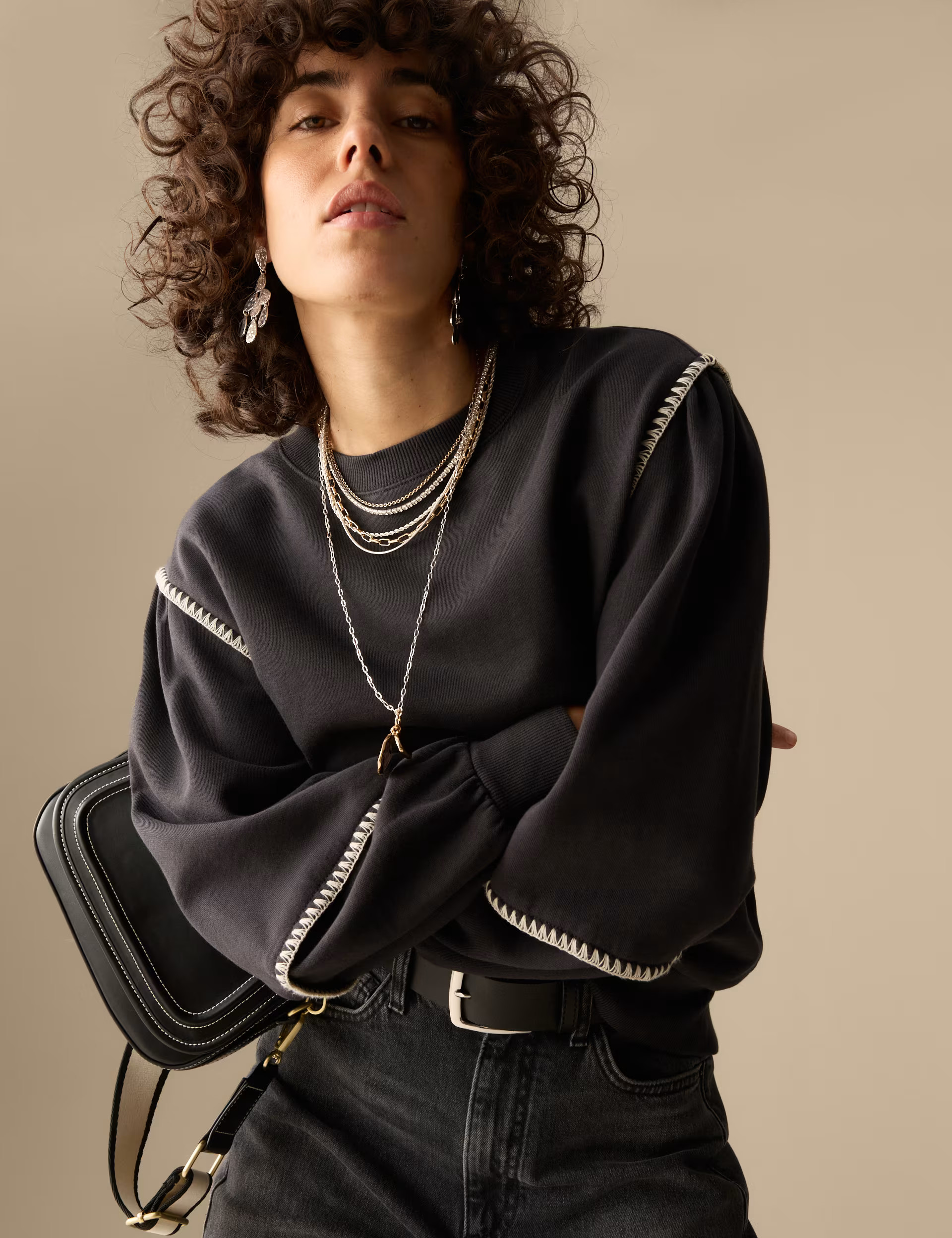 Pure Cotton Blouson Sleeve Sweatshirt | Marks & Spencer (UK)