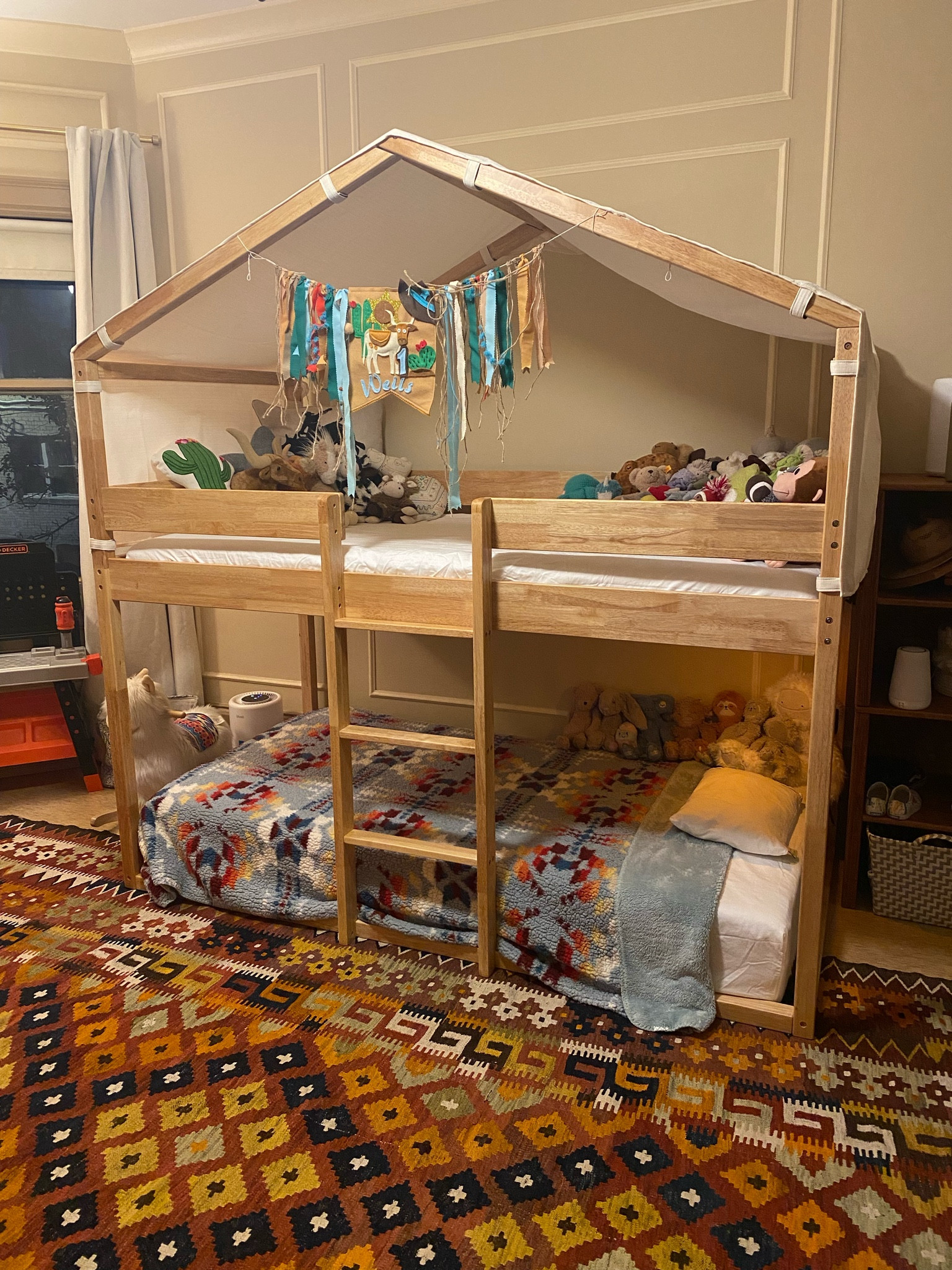 Wells is officially a big kid with his big boy bunk bed! We went with a 10” mattress on the bottom and a 5” on the top bunk (per the bed specs). We love this brand of “mattress in a box” and always get compliments on how comfortable our guest bed is so I bought the same style! The rug is an estate sale find, but I linked some similar options. Also, I’m obsessed with having these air purifiers in the bedrooms since we live in an old house. They make sure a difference and I noticed even more how effective they were when we had all the smoke in Milwaukee from the Canadian wild fires  

#LTKfamily #LTKhome #LTKkids