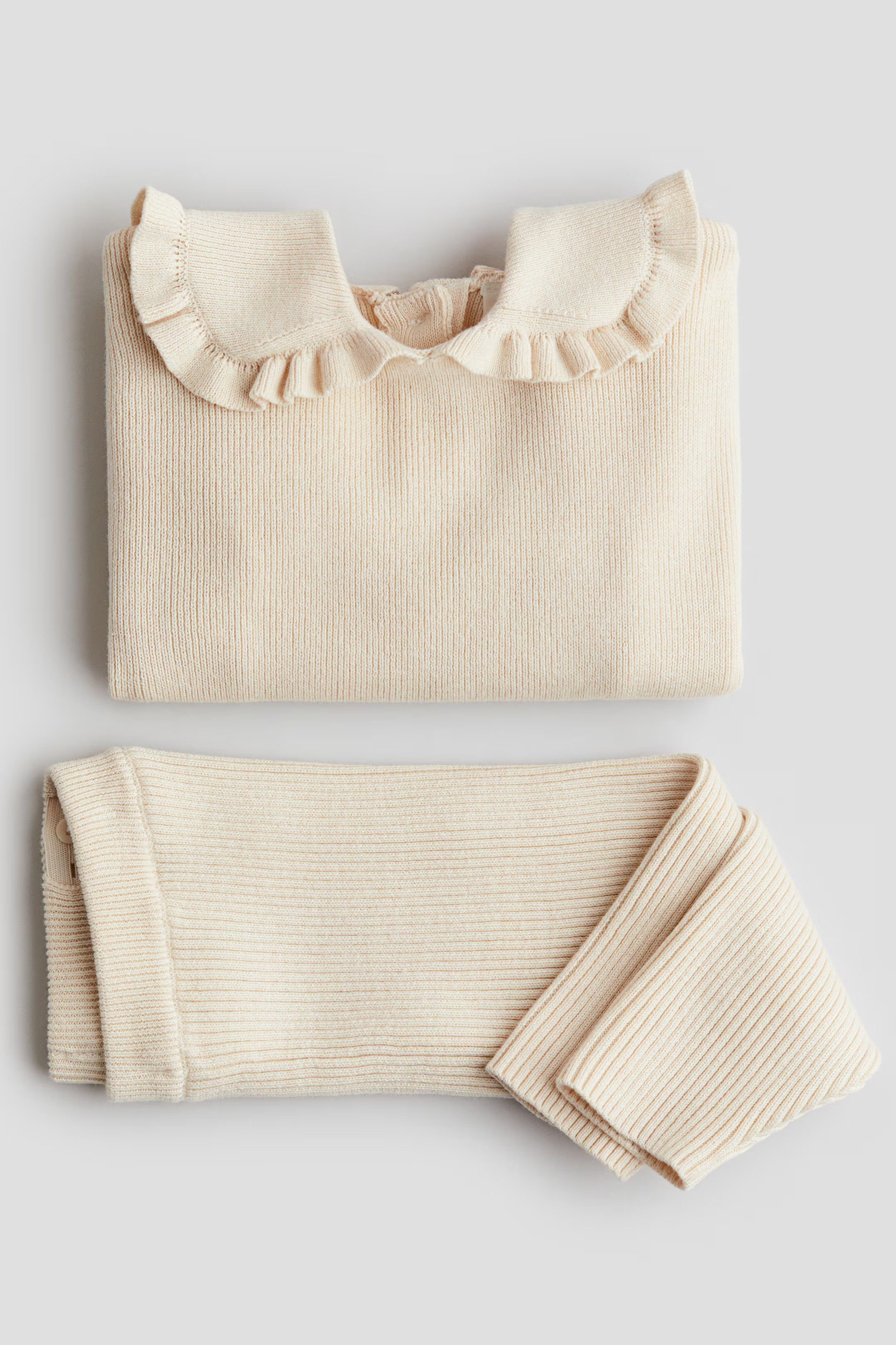2-piece Rib-Knit Cotton Set - Regular waist - Round Neck - Light turquoise - Kids | H&M US | H&M (US + CA)