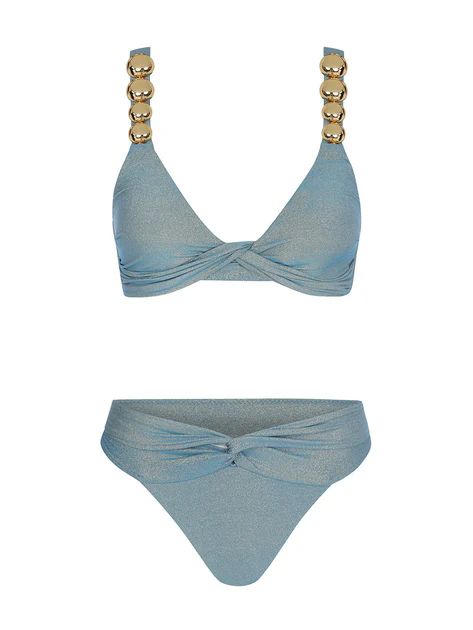Sky Blue Lurex Sole Bikini | Beach Flamingo