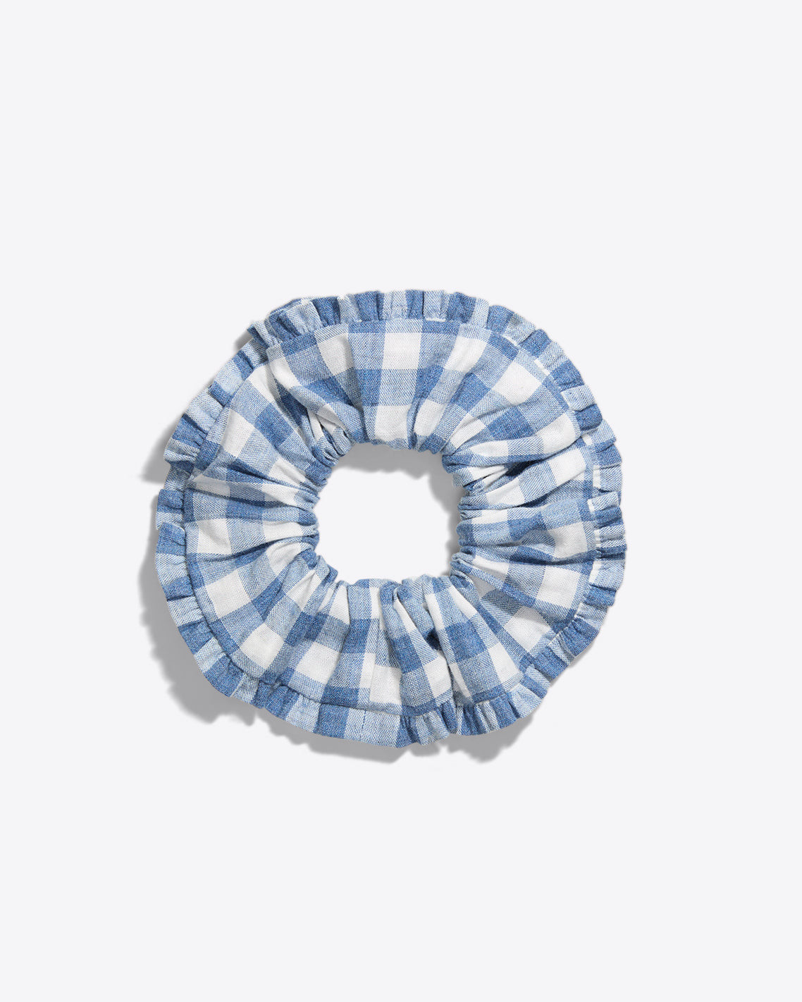 Ruffle Scrunchie in Light Blue Gingham | Draper James (US)
