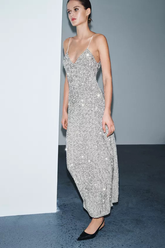 ZW COLLECTION LONG SEQUIN DRESS | Zara Canada