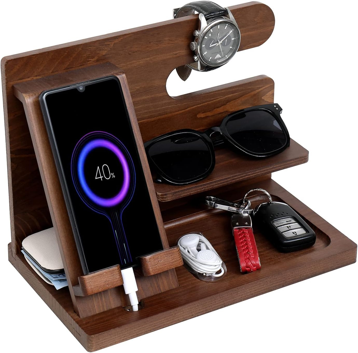 vipace Wood Phone Docking Station, Gifts for Him Birthday Gifts for Men, Nightstand Organizer Gif... | Amazon (US)