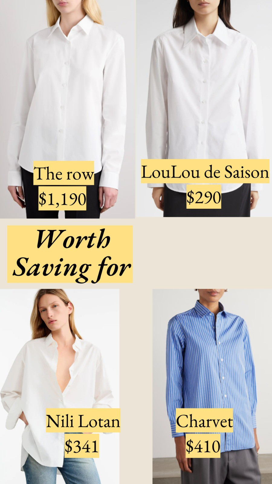 These are just sublime – look at the slender seam allowances at The Row and the seamless edges! The LouLou Studio shirt gives you much of The Row's minimalism for a third of the price. I love Nili Lotan's finesse around luxury and effortlessness, and Charvet is a legendary made-to-order house in Paris, where André Leon Talley and Karl Lagerfeld replenished their shirtings.

#LTKStyleTip #LTKWorkwear #LTKSaleAlert