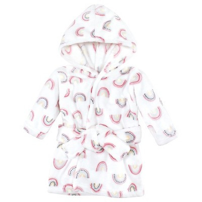 Hudson Baby Infant Girl Plush Animal Face Bathrobe, Modern Rainbow, 0-9 Months | Target