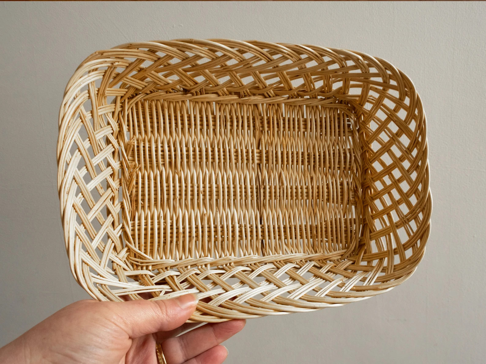 Lattice Weave Rectangular French Bread Wicker Basket Pale Straw Basket Natural Storage Home Organ... | Etsy (UK)
