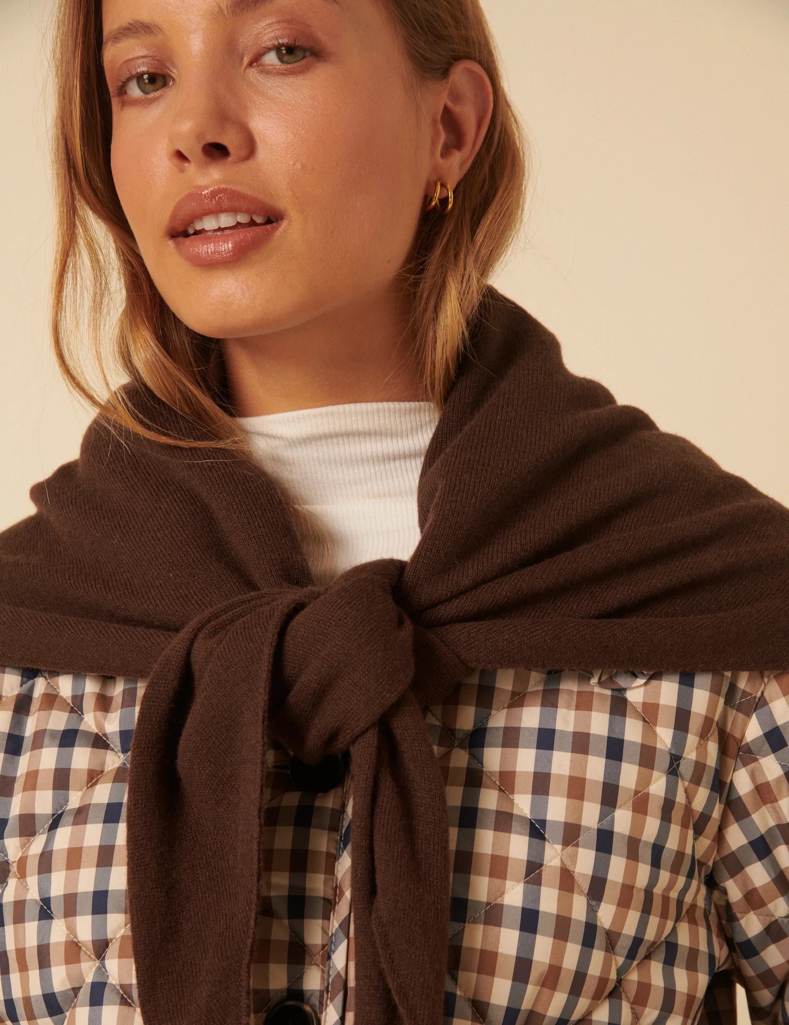 Brown Wool-blend Triangle Scarf | Nobody's Child