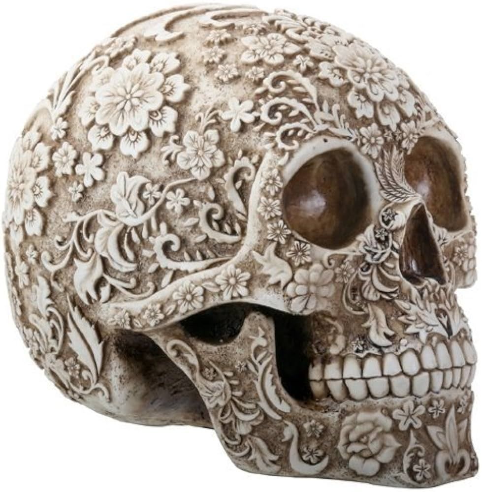 SUMMIT COLLECTION Day of The Dead 8 Inch White and Light Brown Colored Floral Human Skull Collect... | Amazon (US)