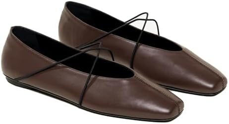 Criss Cross Strap Ballet Flats for Women Square Toe Mary Jane Flats Shoes Comfortable Slip On Bal... | Amazon (US)