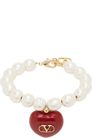 Off-White & Red Coeur Royal Bracelet | SSENSE