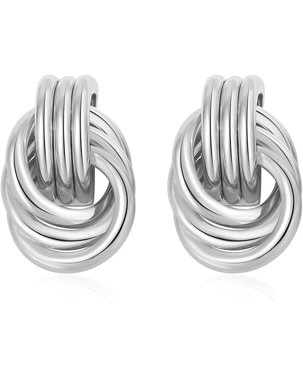 Trendy Gold Plated Knot Earrings for Women Chunky Statement Drop Dangle Earrings Lightweight Hypo... | Amazon (US)