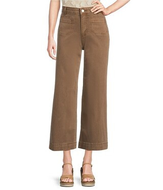 Charlie B. Stretch Twill Patch Pocket Wide Leg Cropped Pants | Dillard's | Dillard's