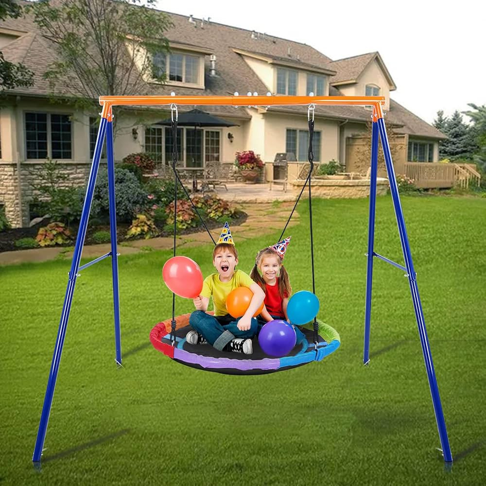 45” Saucer Swing for Kids, 440lbs Adjustable Swing Set for Backyard or Outdoor Playground,Heavy... | Amazon (US)