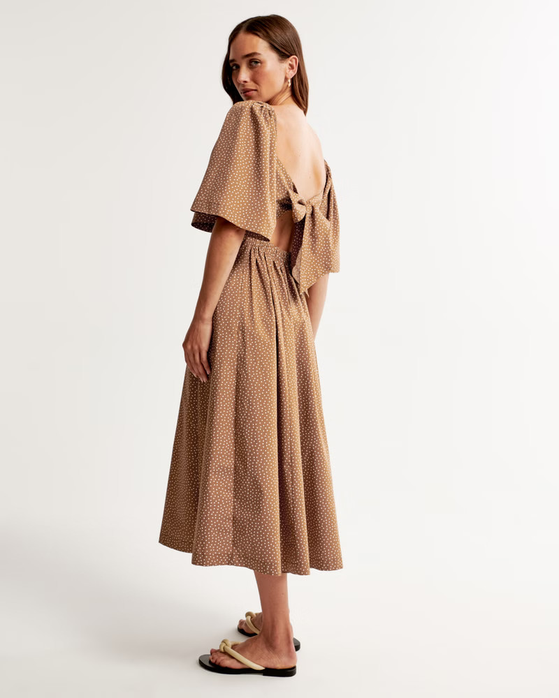 Angel Sleeve Twist-Front Midi Dress | Abercrombie & Fitch (US)