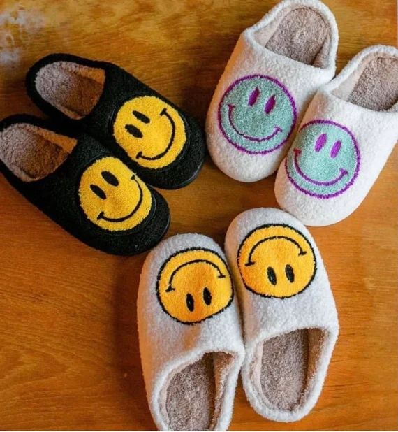 Smiley Face Slippers Happy Face Slippers Smiley Slippers | Etsy | Etsy (US)
